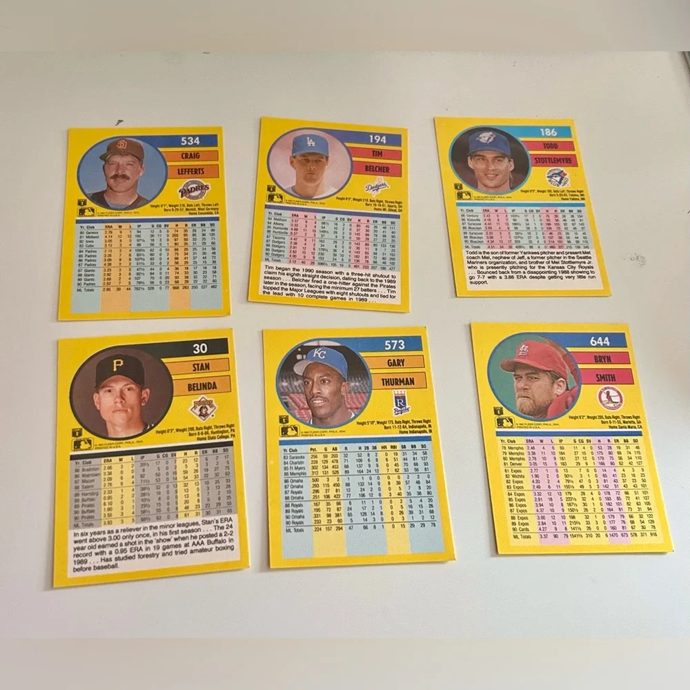 13 Card Lot - 1991 Fleer Baseball - Rare Errors & Vintage 90s Stars